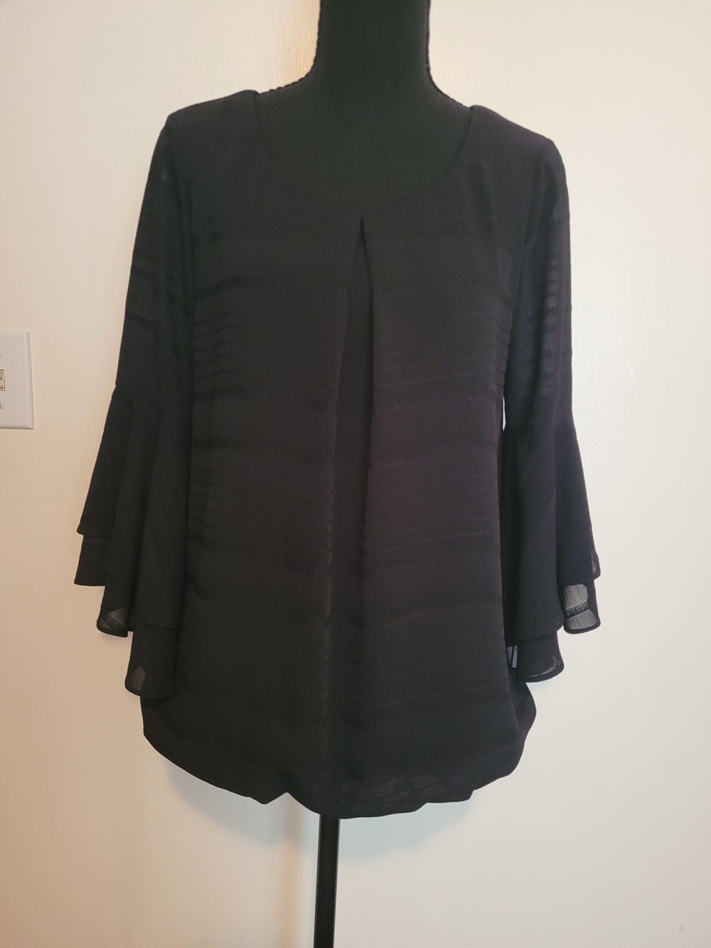 AGB Black Layered Ruffle Sleeve Blouse